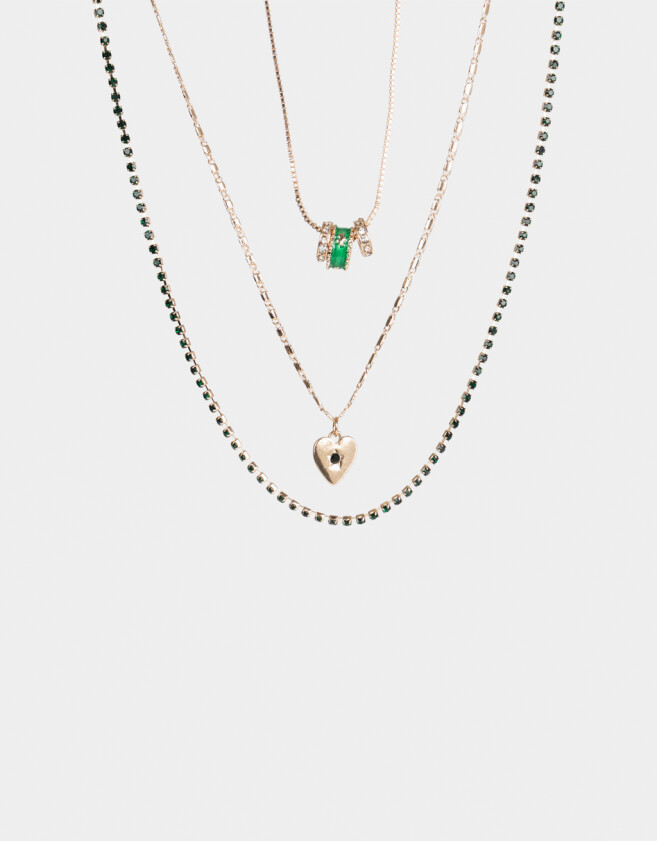 Collares Cortos Con strass Collar Corto Multicadena - Dorado