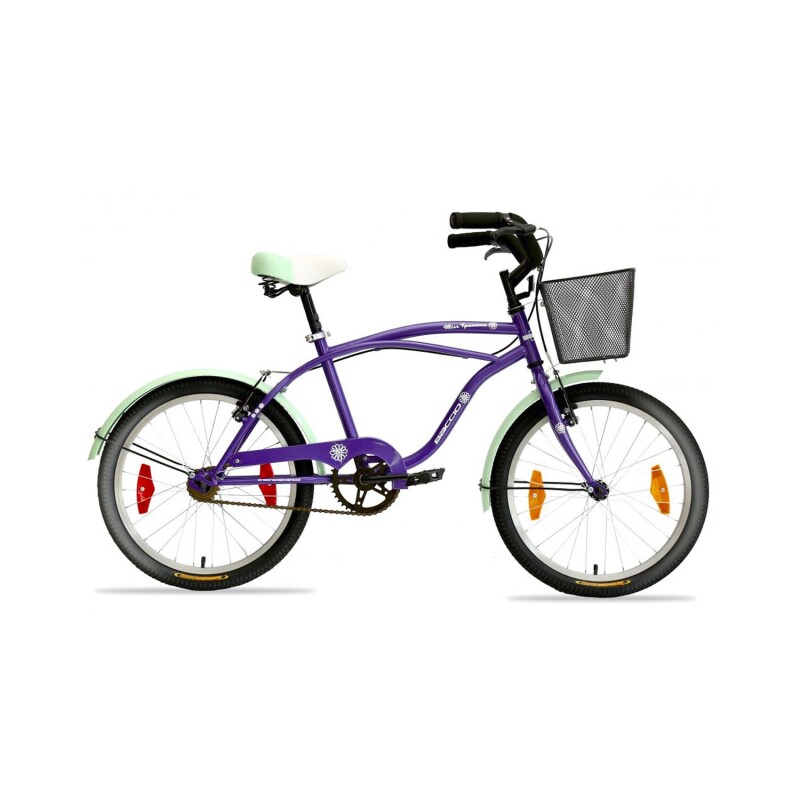 Bicicleta Baccio Ipanema Rodado 20 De Paseo Con Canasto Y Accesorios Violeta/Verde