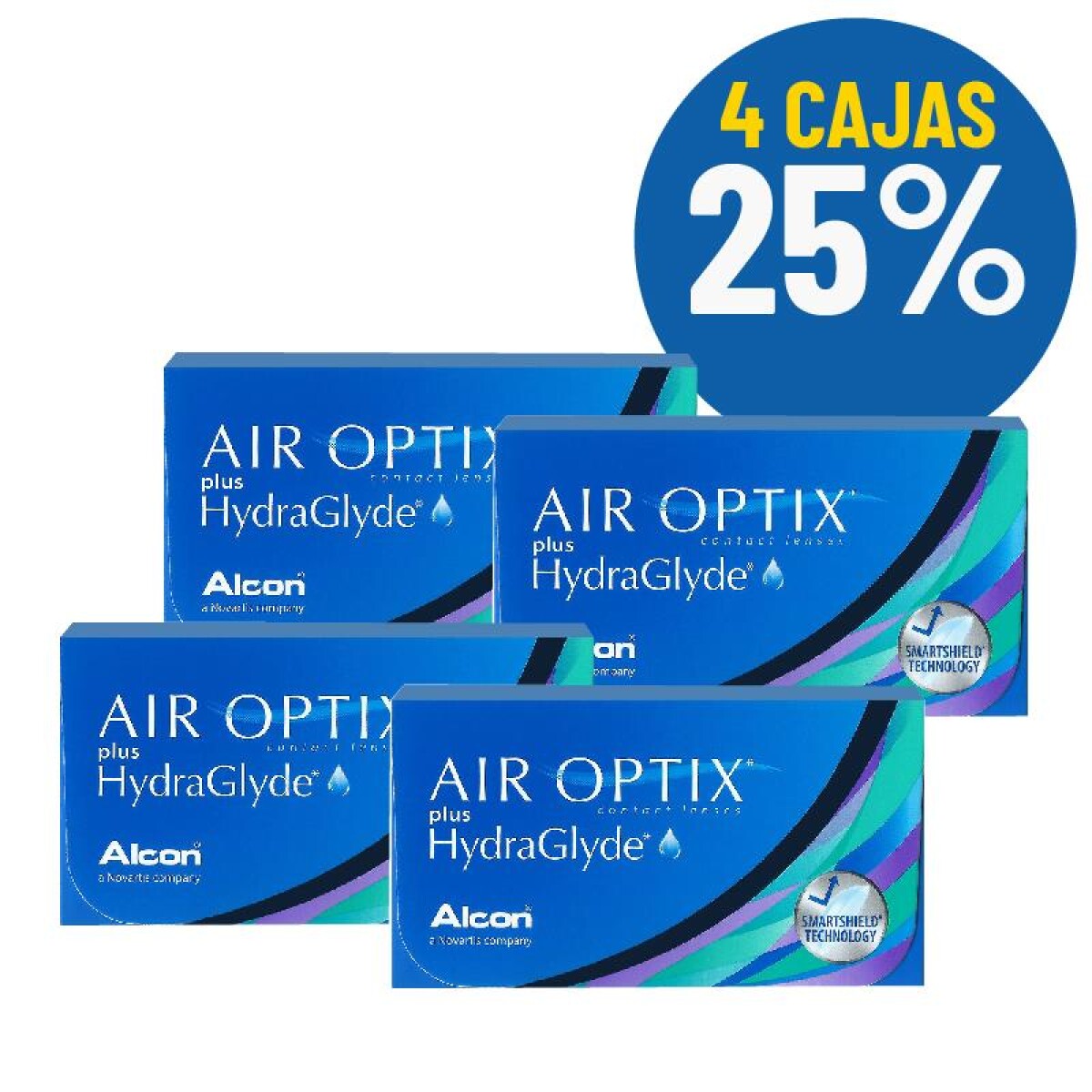 Set Air Optix Plus (hidraglyde) X4 Cajas - Blanco 