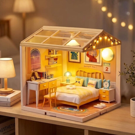Mini Casa Escenario Armable Luz Dormitorio Restaurante Dormitorio