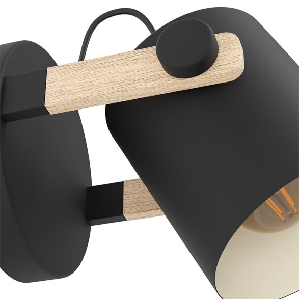 Lámpara de pared E27 spot acero y madera HORNWOOD EG6130