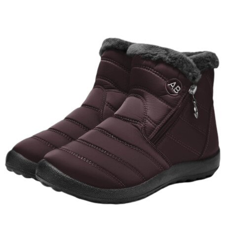 Bota De Abrigo Mujer Corderito Impermeable C/cierre Marron