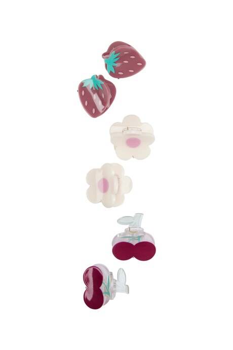 Pack seis pinzas de pelo, diseño frutal Sin color