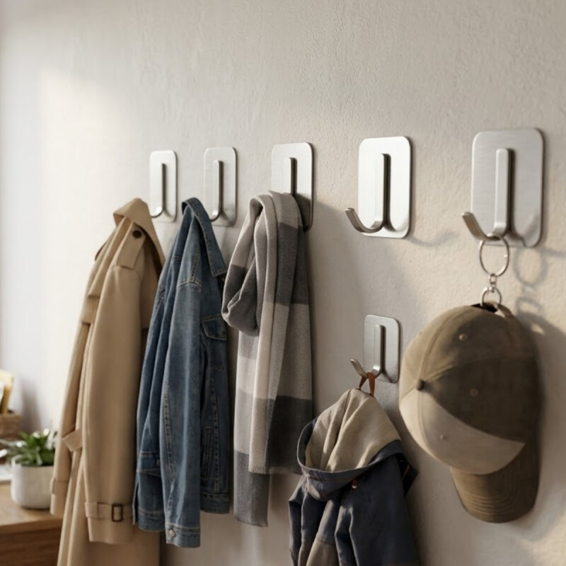 2 ganchos adhesivos en acero inoxidable INOX