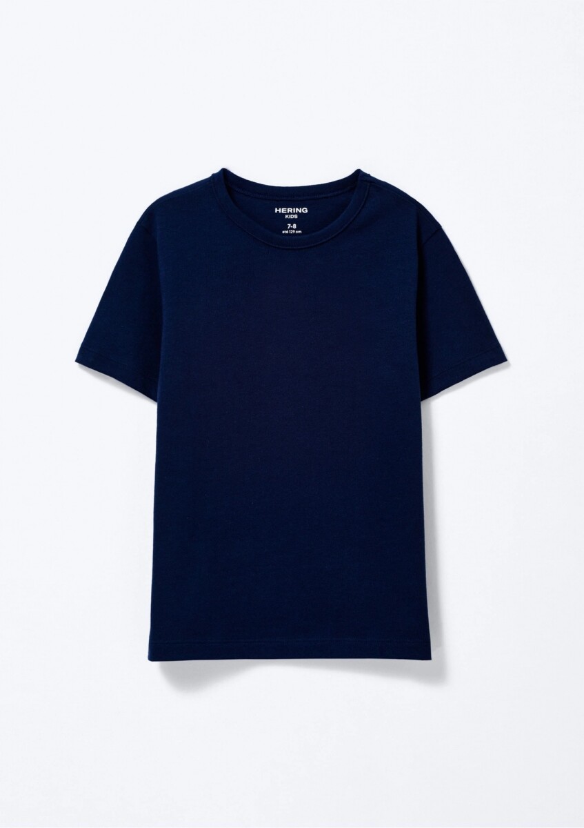 CAMISETA BÁSICA INFANTIL MANGA CORTA - AZUL OSCURO 