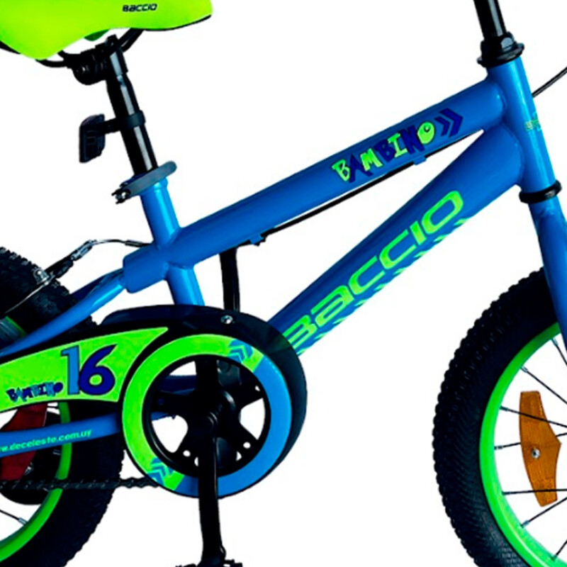 Bicicleta Niño Baccio Bambino Rodado16 AZUL Y VERDE