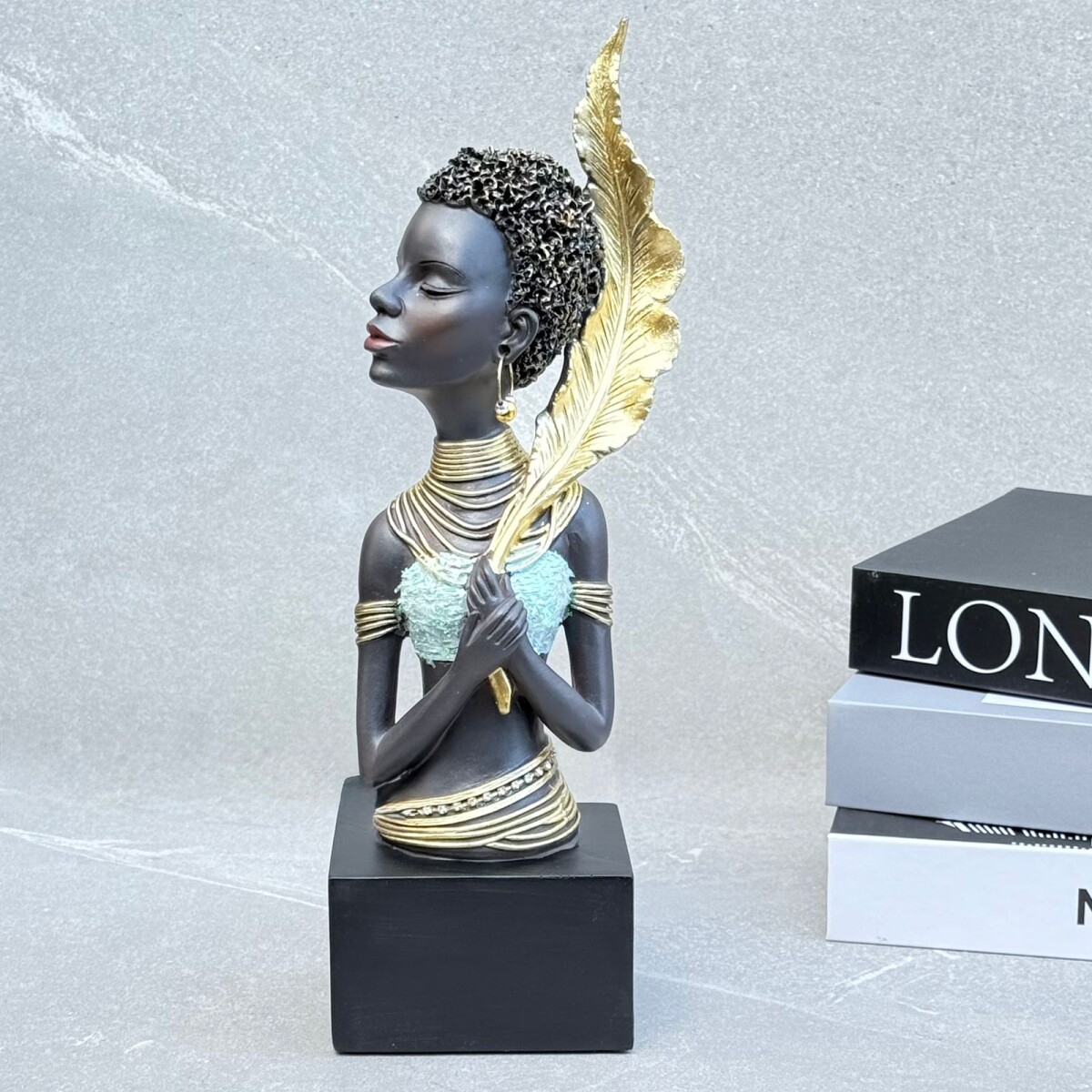 Mujer Africana Decorativa Resina 13.5cm x 12.5cm x 38.5cm 