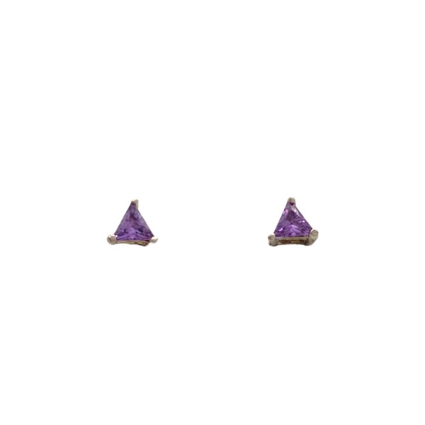 Caravanas Triángulo-Plata 925-Piedra Amatista imperial-CA3418 conpiedra