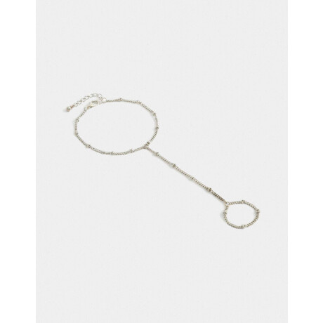 Pulsera Flexible Con Anillo Plateado