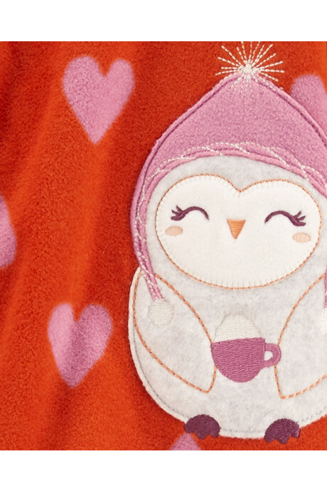 Pijama una pieza de micropolar, con pie, estampa búho. Talles 12-24M Sin color