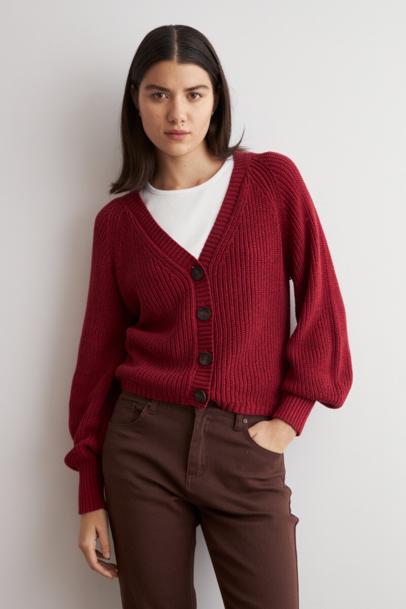 Cardigan escote V bordo