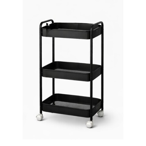 Carro Organizador metálico 3 Estantes y Ruedas Negro