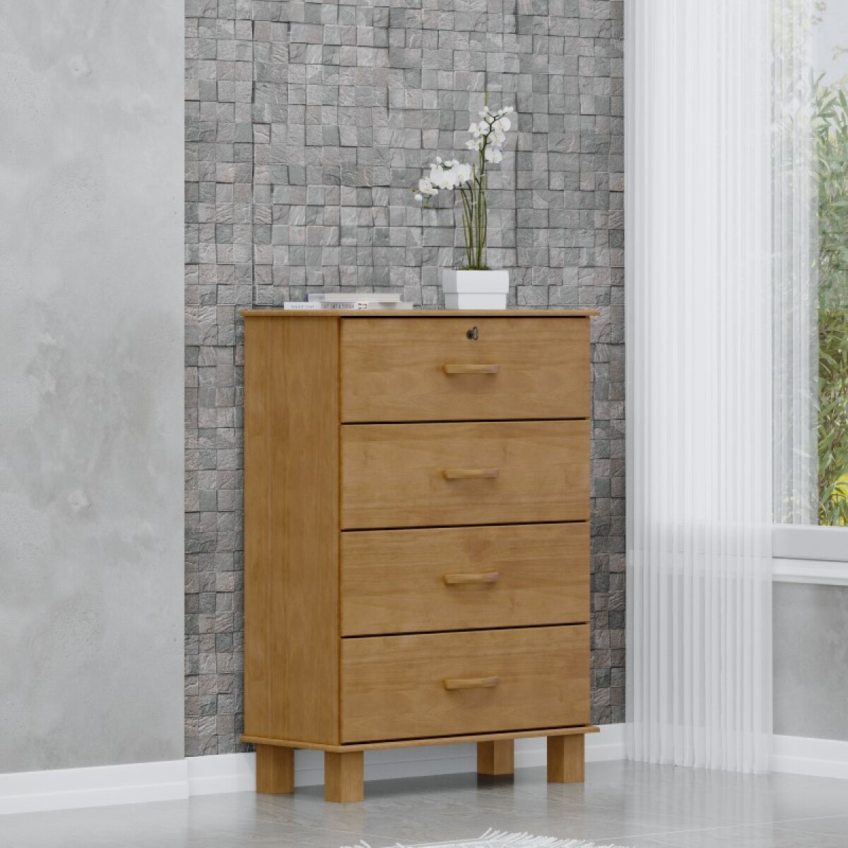 Cómoda 4 Cajones Línea Bronce Freijó 