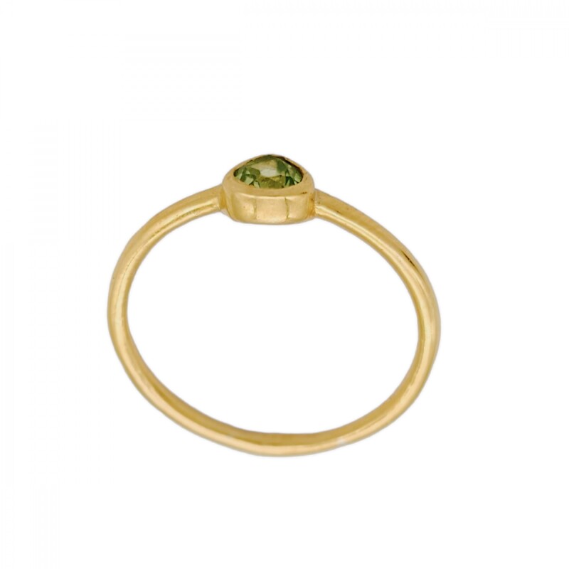 Anillo Lagrima- Plata rodinada con micra oro 18k- Piedra Peridoto-AN2005 conpiedra