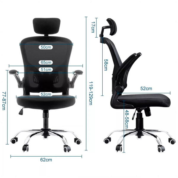 Silla De Escritorio Ergonómica Negra Con Tapizado De Malla SILLA RESPALDO ALTO 3D MESH DORY