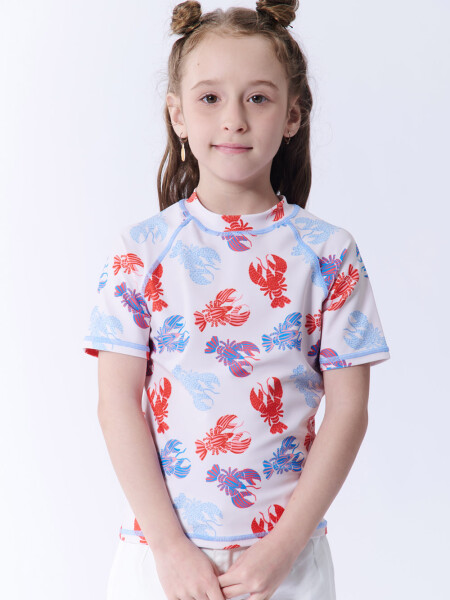 Remera manga corta uv estampa langostas Langostas Crudo