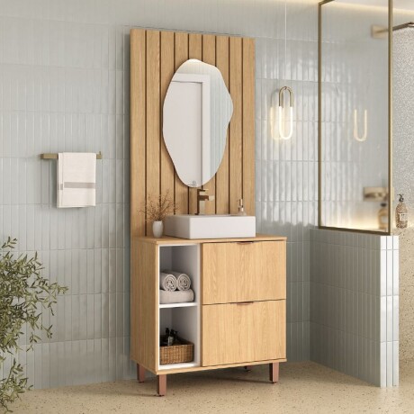 MUEBLE BAÑO 80 CM MADRI CON PANEL RIPADO - SIN BACHA S/ESPEJO MUEBLE BAÑO 80 CM MADRI CON PANEL RIPADO - SIN BACHA S/ESPEJO