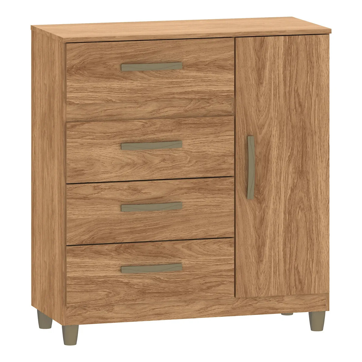 Cómoda cajonera 4 cajones 1 puerta - MARRÓN 