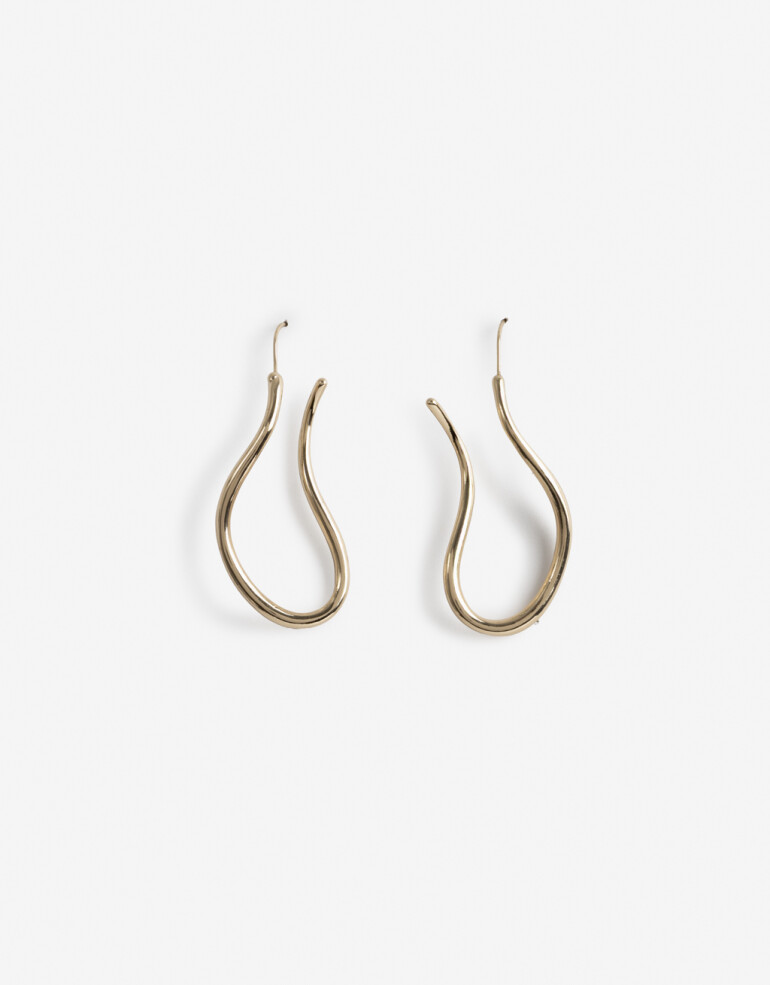 Aros Colgantes Largos Metal Aros Colgantes De Metal - Dorado