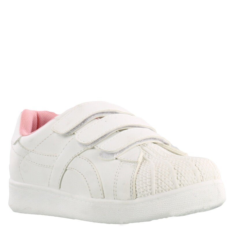 Championes Infantiles Push DANISH con velcros Blanco - Rosado