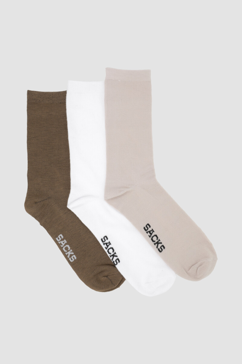 Pack x 3 medias hombre lisas media caña Variante 39