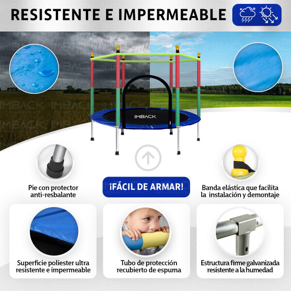 Cama Elástica de 1,40M Trampolín Saltarín Multicolor Azul ce001 Cama Elástica de 1,40M Trampolín Saltarín Multicolor Azul ce001
