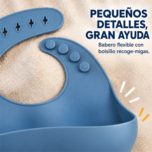 Set Alimentación Bebé Platos Silicona Libre Bpa 10 Piezas Color Celeste