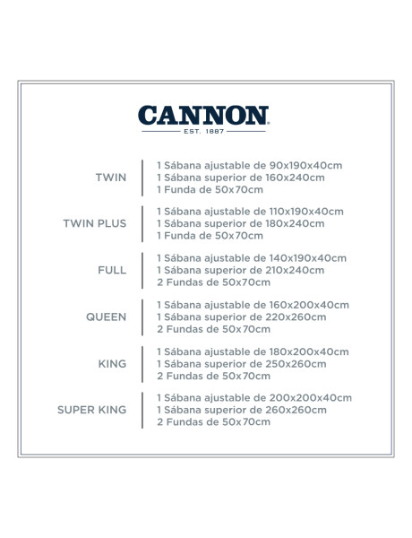 JUEGOS SABANAS KING/40CM ALGODON BLANCO CANNON JUEGOS SABANAS KING/40CM ALGODON BLANCO CANNON