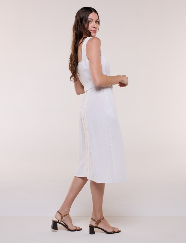 Vestido Midi Camisero Con Cinto CRUDO