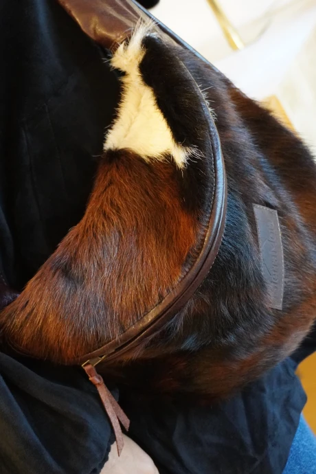Leather Fanny Pack XL Cowhide Marrón