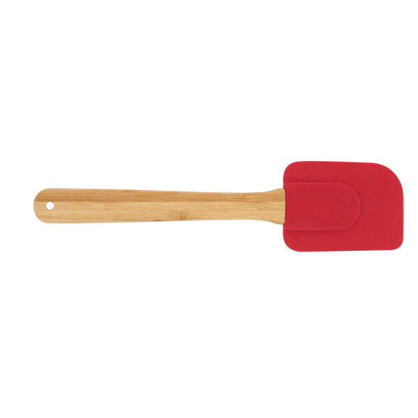 ESPÁTULA RECTANGULAR SILICONA Y BAMBÚ ROJO