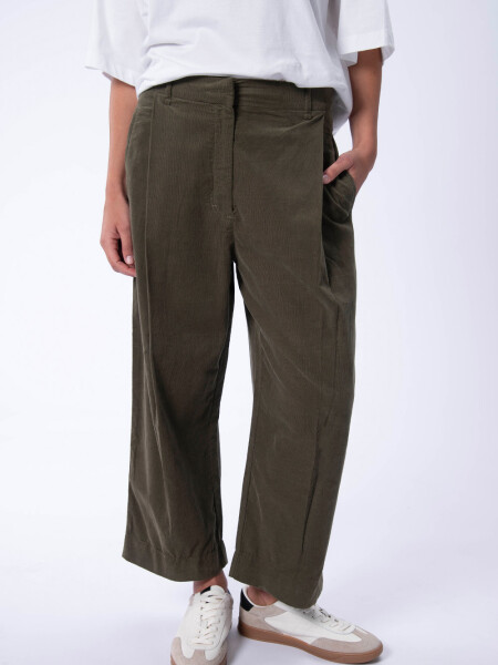 Pantalón de micropana ancho pinzas Verde