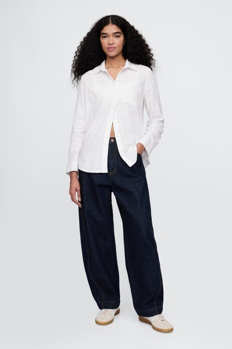 V-IE BRANNAN LINEN EASY SHIRT Optic White V6