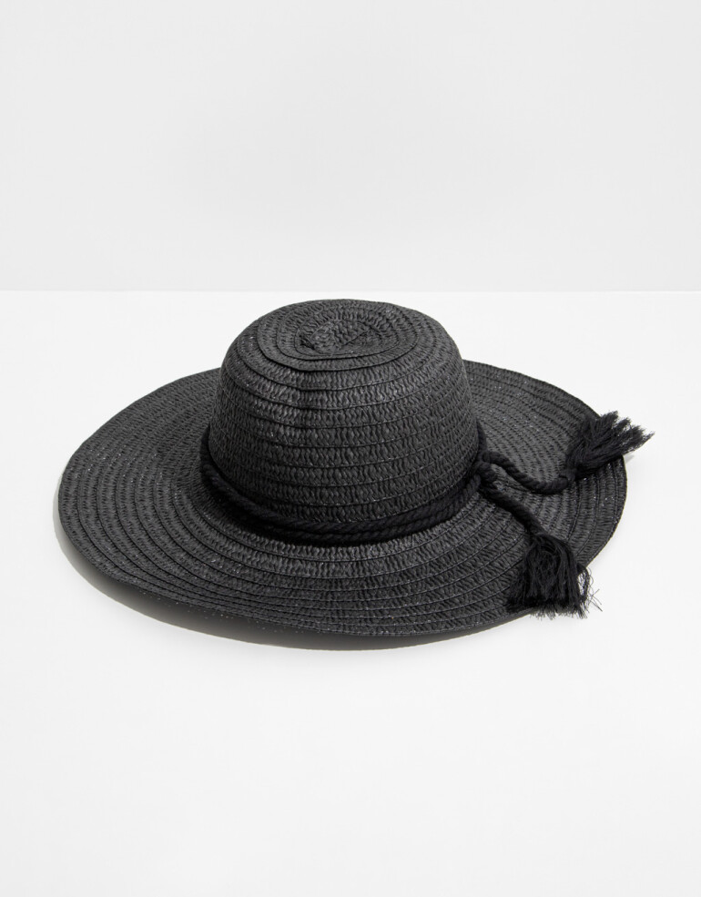 Sombreros Verano Sombreros Negro Con Cordon - Negro