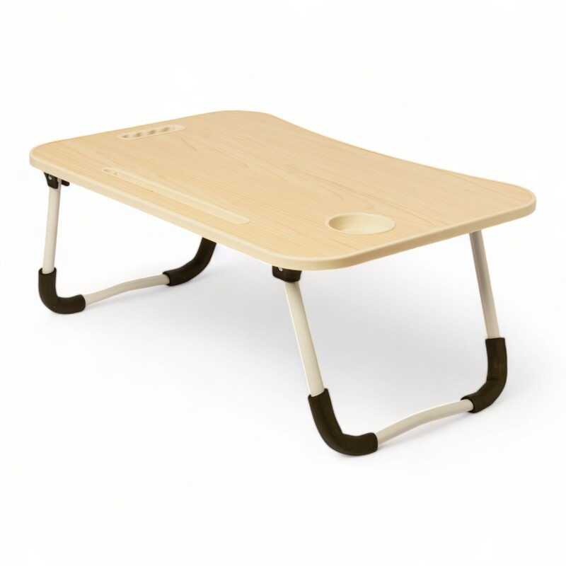 Mesa Laptop Cama Con Posa Vaso Beige