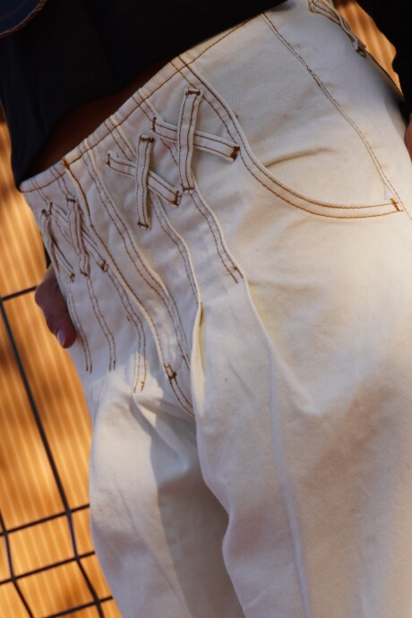 Cross Pants Vaquero Blanco