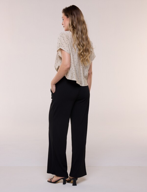 Pantalon Wide Leg Plisado NEGRO