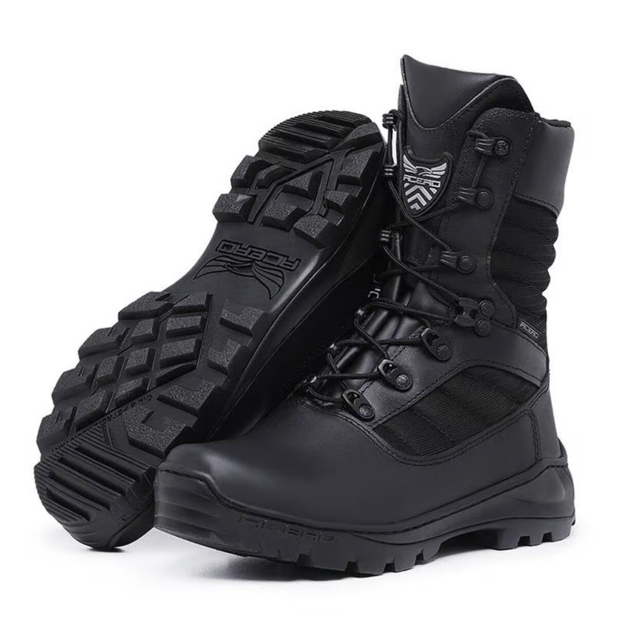 Bota táctica Acero Delta cuero legítimo - Negro 