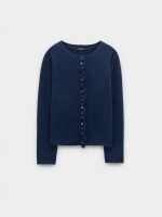 Cárdigan De Punto Con Volantes azul-marino