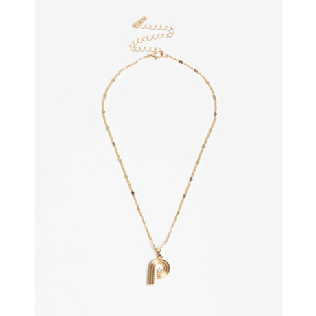 Collar Con Dije Inicial Letra ''p'' Dorado