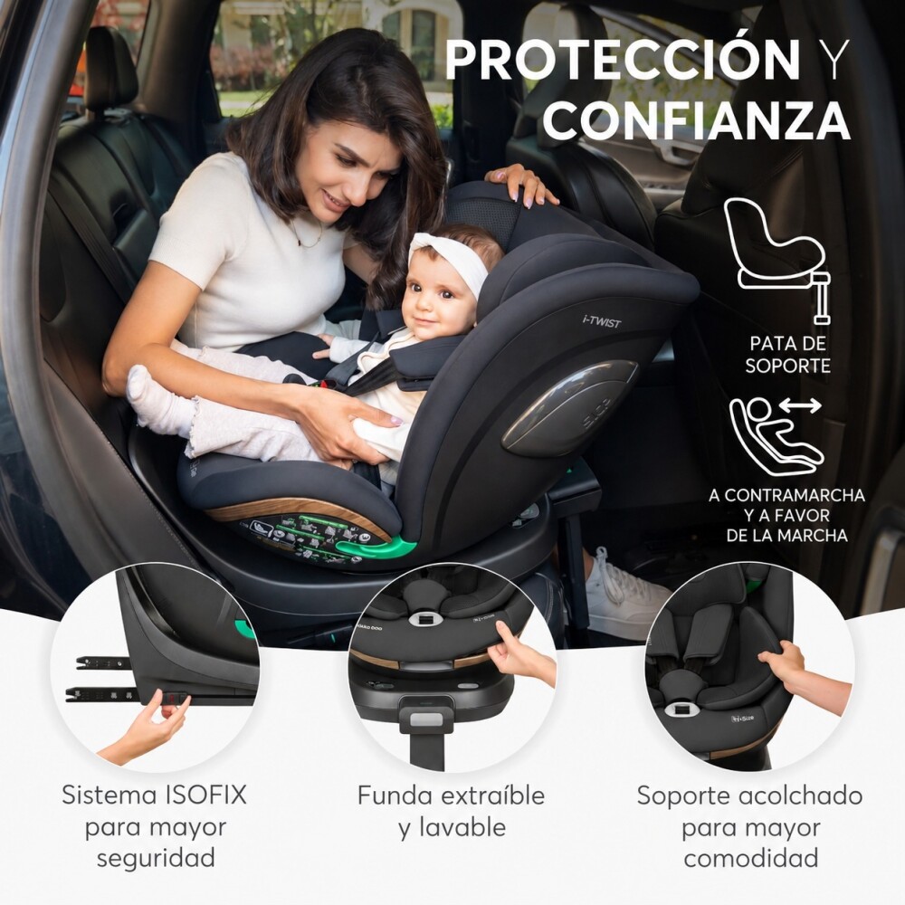 Butaca i-TWIST KIKKABOO ISOFIX 360 0-36kg C LEG SUPPORT - black Butaca i-TWIST KIKKABOO ISOFIX 360 0-36kg C LEG SUPPORT - black