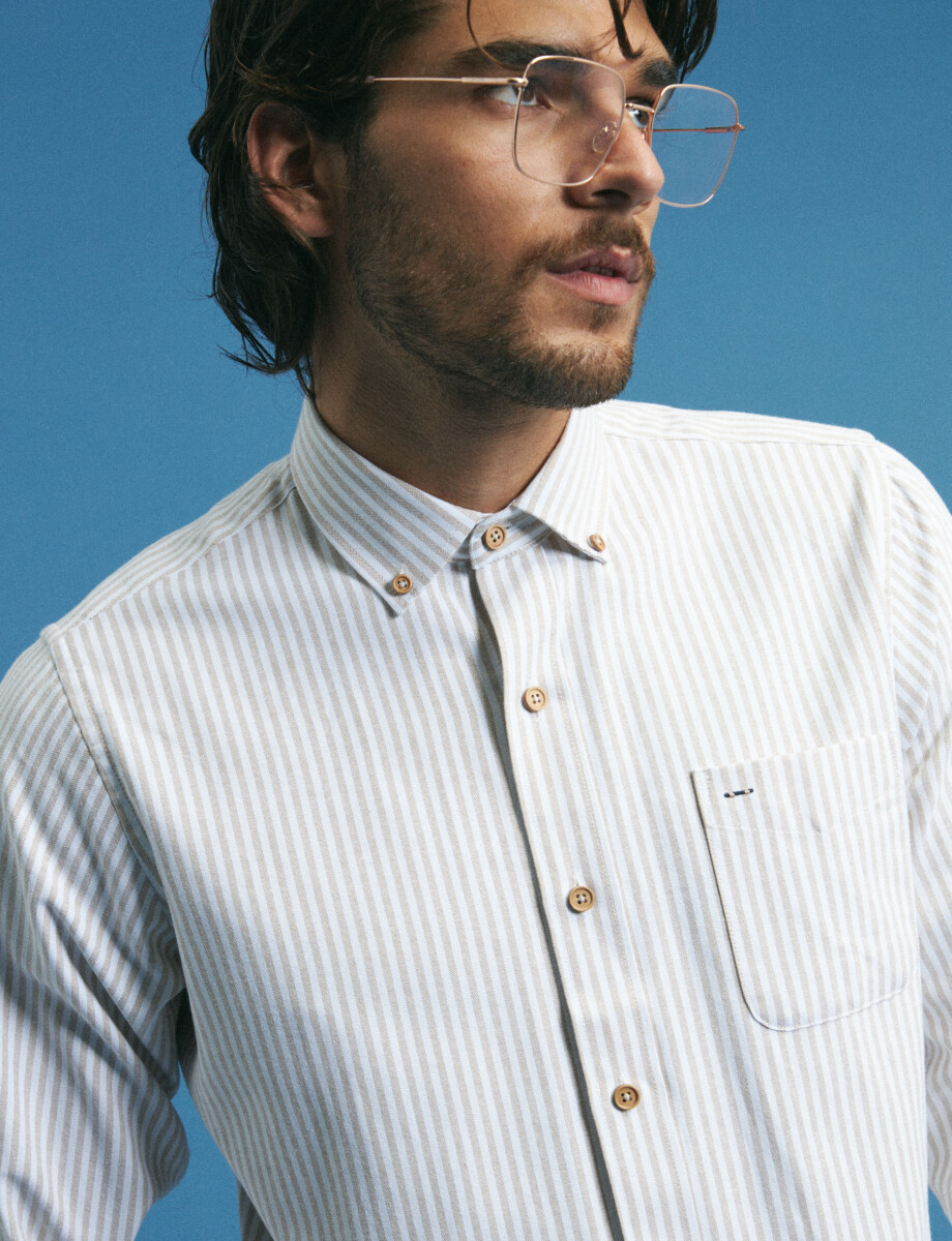 012622 CAMISA HARRINGTON LABEL Beige / Natural