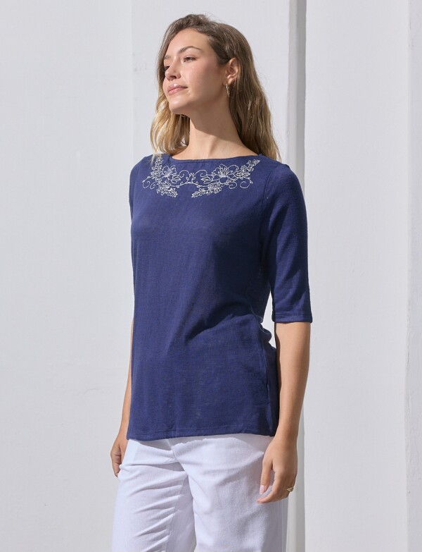 Remera 3/4 Det Borda AZUL