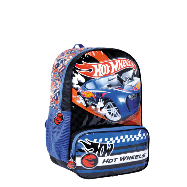 Mochila Hot Wheels 17" Negro - Azul - Blanco