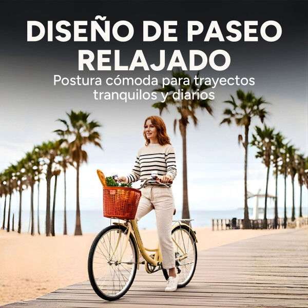 Bicicleta Pigewn Urbana Rodado 26 Canasto Freno Disco 7 Vel Crema 1