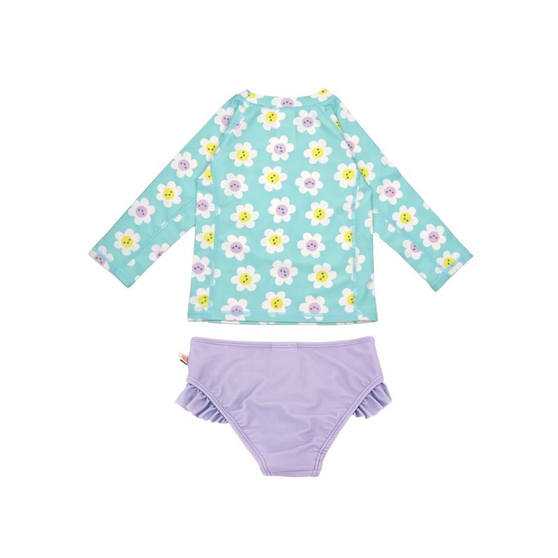 Traje de baño bikini + remera con filtro UPF50+ Margaritas