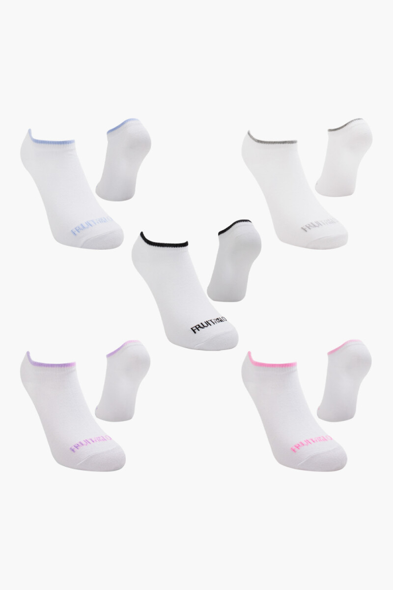 Pack x7 Medias sin caña con diseño para dama BLANCO