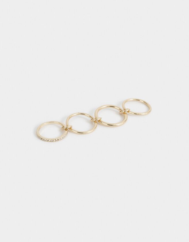 Anillos Medianos y Grandes Con strass Anillo De Metal Con Strass - Dorado