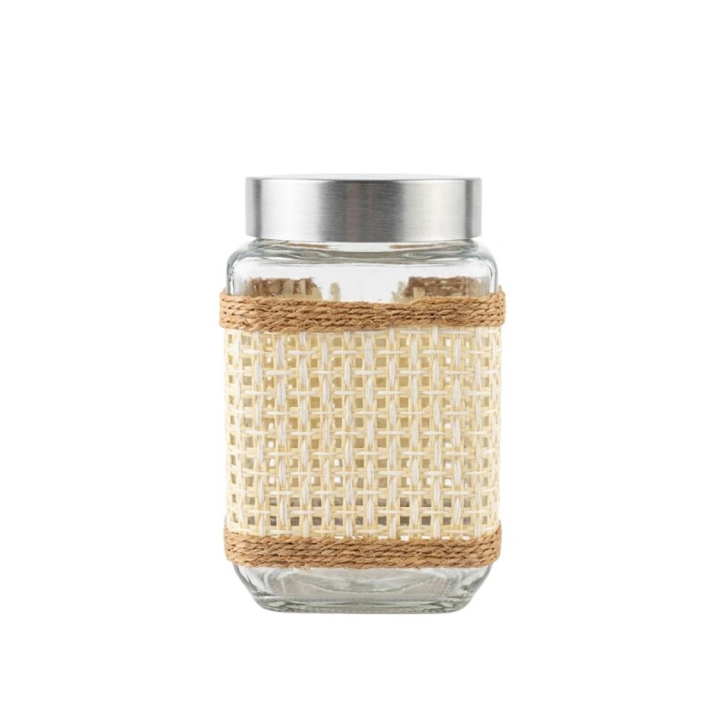 FRASCO DE VIDRIO C/TAPA PLATA 600ML Unica
