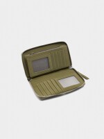 Cartera De Textura Suave Con Cierre De Cremallera M verde